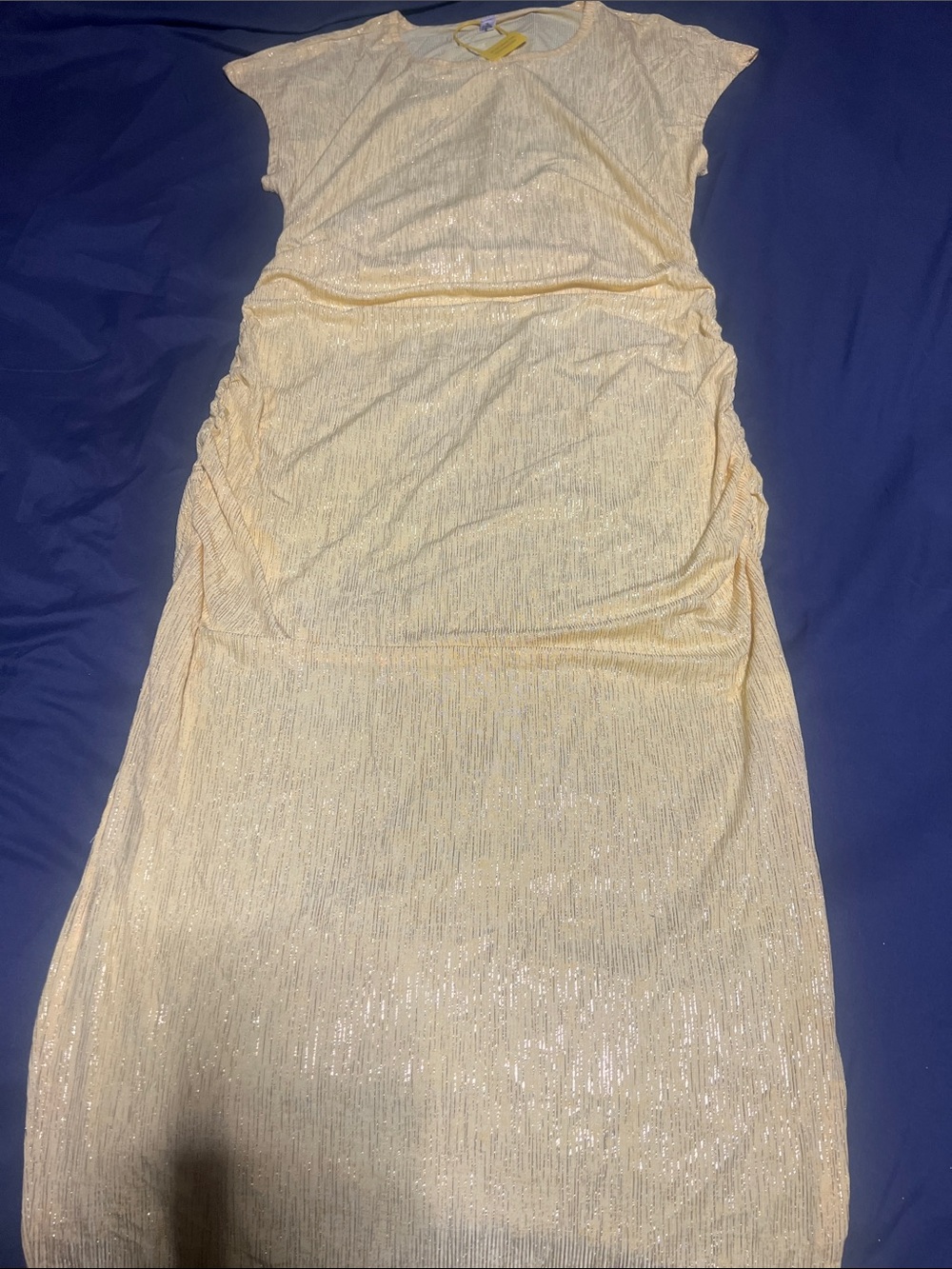 AISWI Shimmering Light yellow Metallic Knit Dress